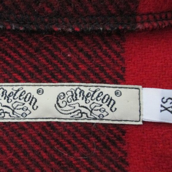 Vintage Cameleon 100% Wool Shrug Crop Jacket Red Buffalo Check 90s - Picture 5 of 7